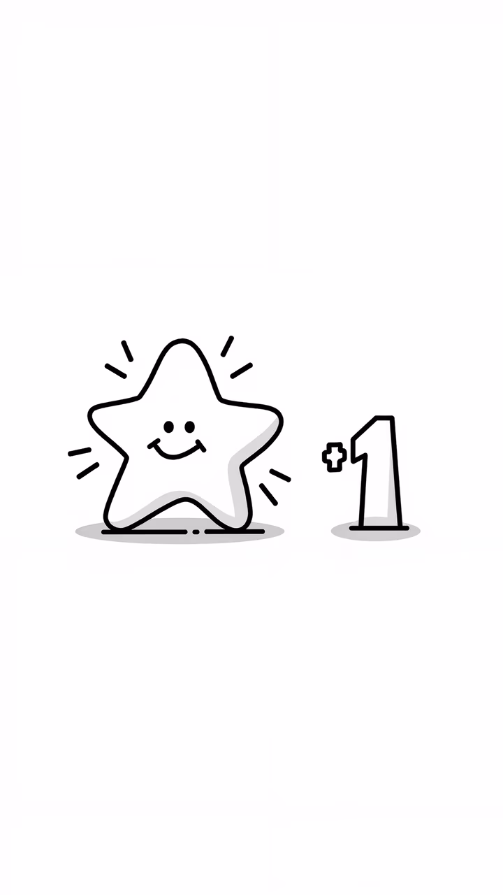 Minimalist star illustration with plus one symbol, perfect for positive messages.