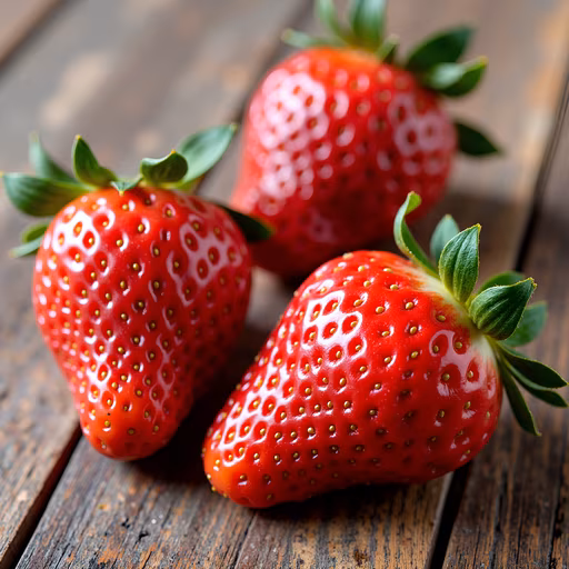 Strawberries on Rustic Wood