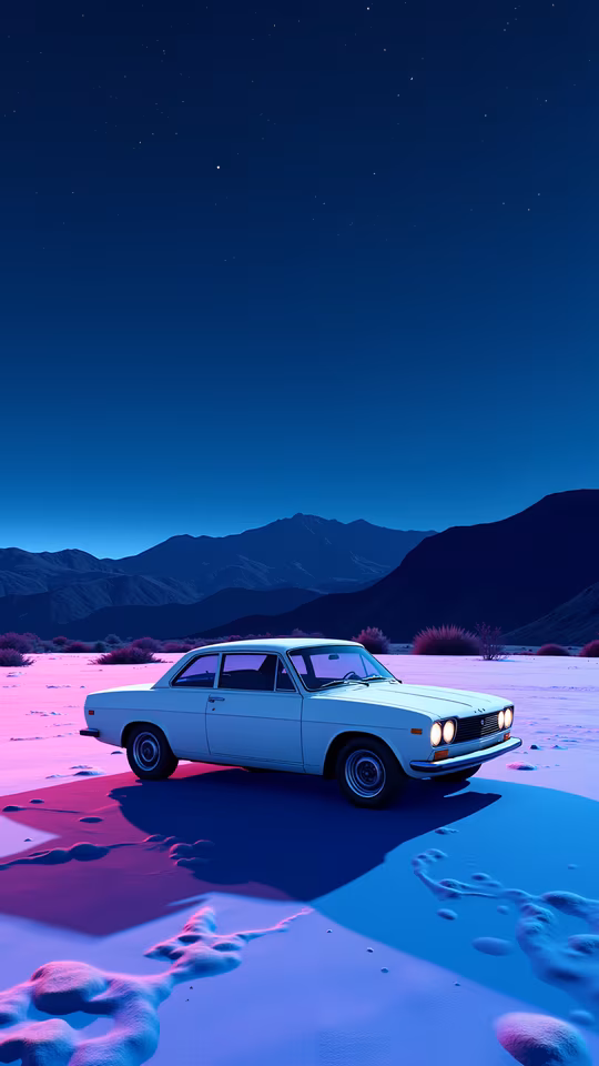 Vintage Car in a Futuristic Landscape