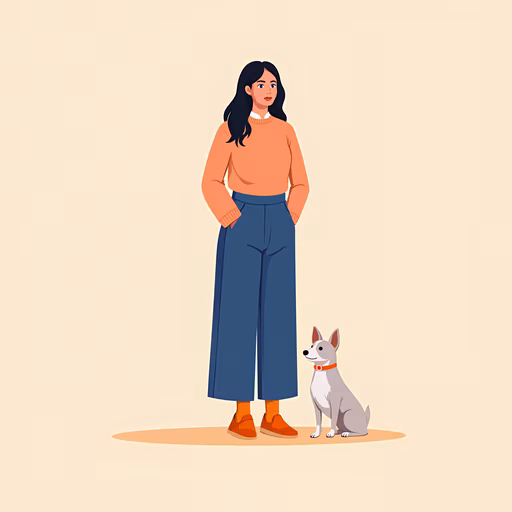 Woman and Dog Illustration