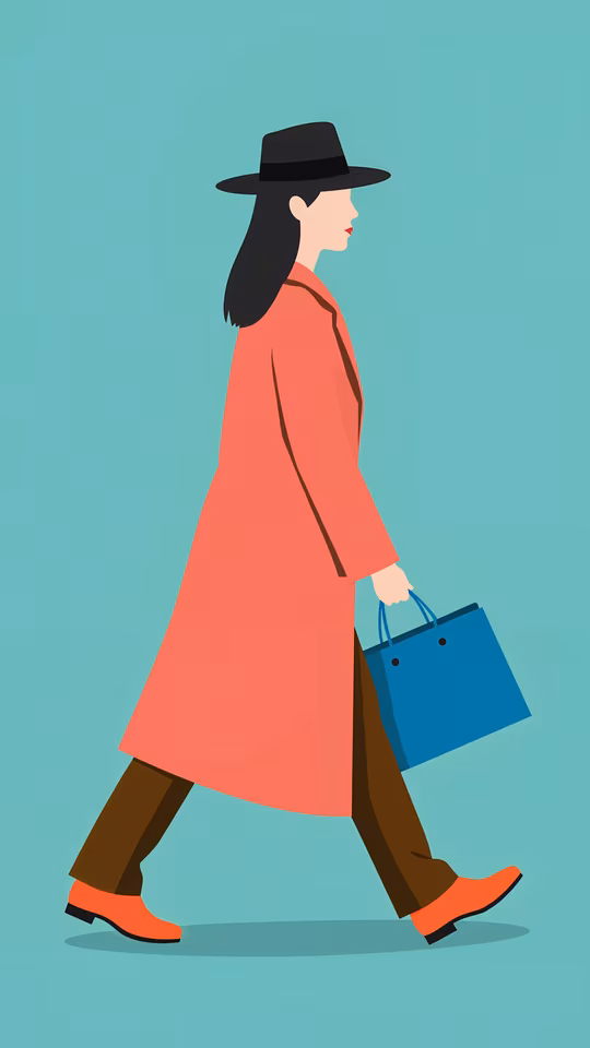 Woman Walking with Shopping Bag