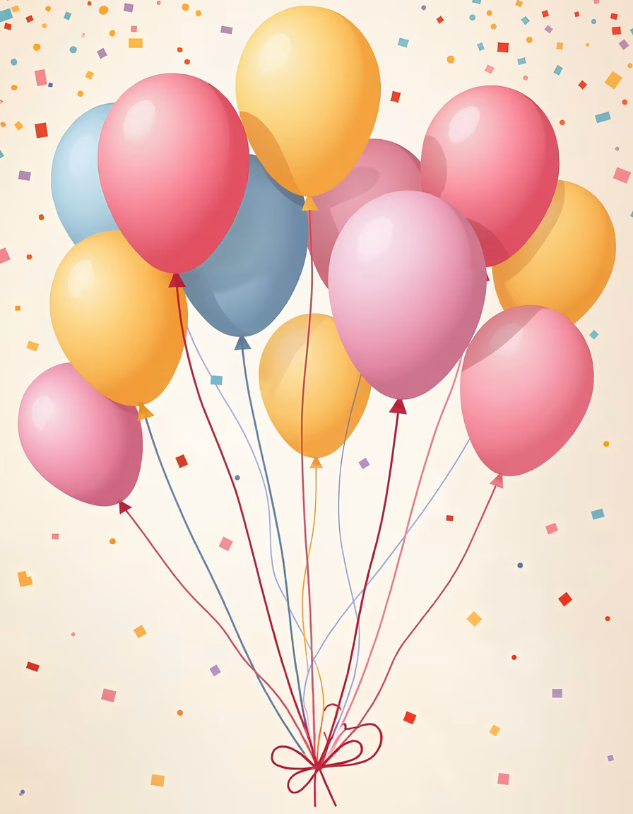 Colorful balloon bouquet celebration illustration
