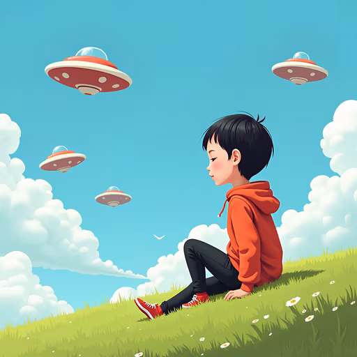 Boy Watching UFOs