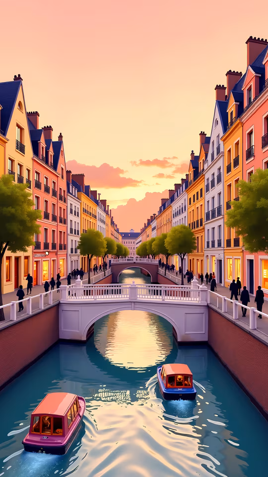 Canal Sunset Illustration