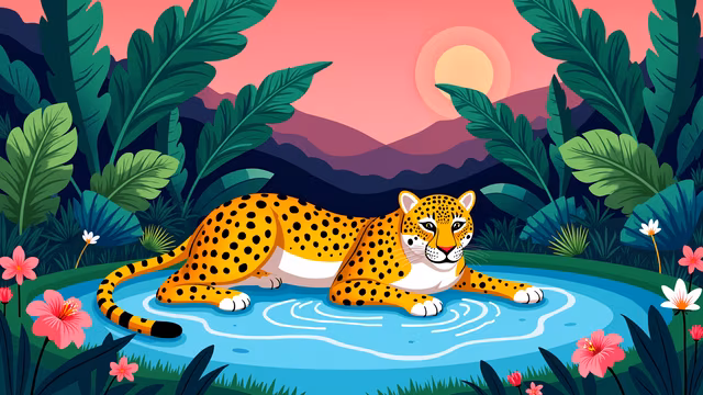 Cartoon Leopard Relaxing