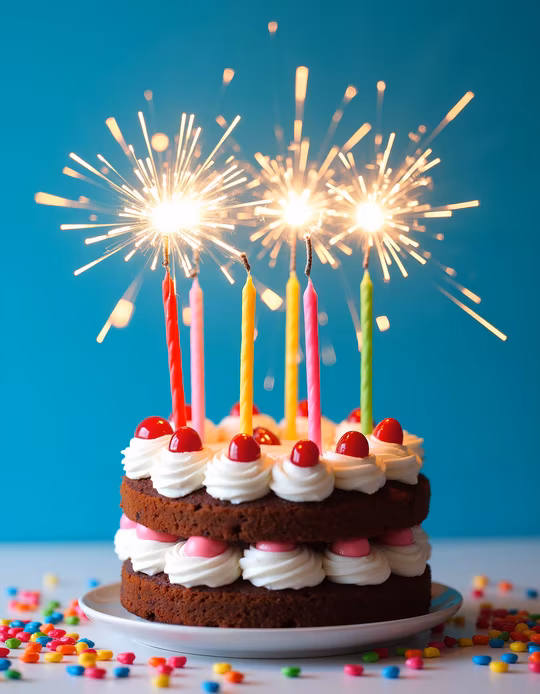 Celebratory Cake with Sparklers