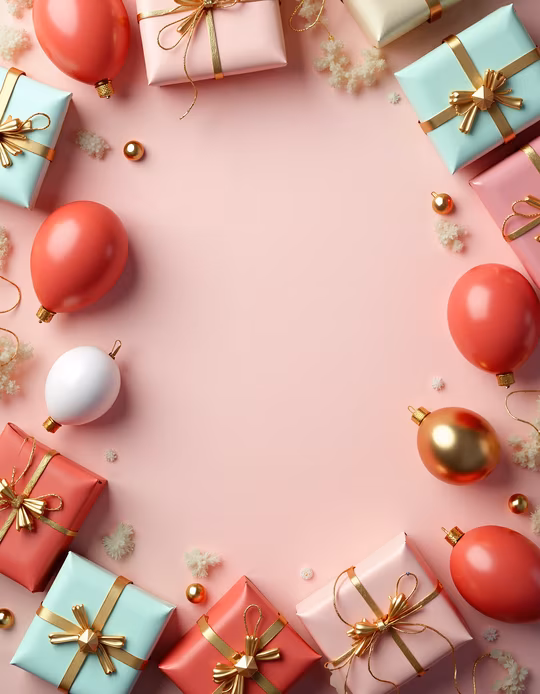Christmas Gifts on Pink Background