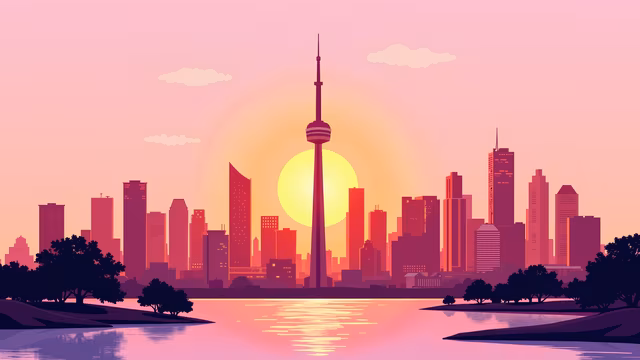 Cityscape Sunset Illustration