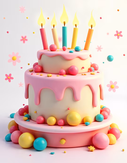 Colorful Birthday Cake Illustration