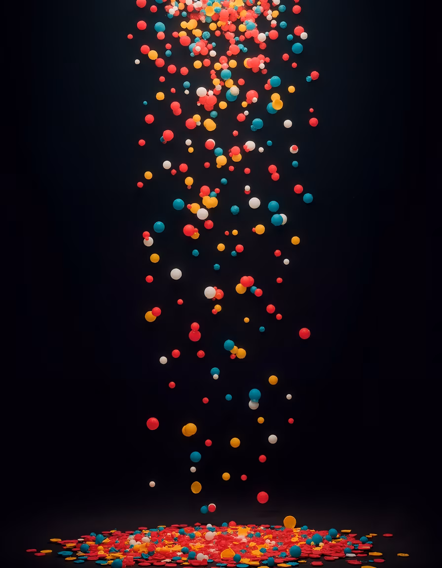 Vibrant confetti shower against a dark background, celebrating joy and festivity.