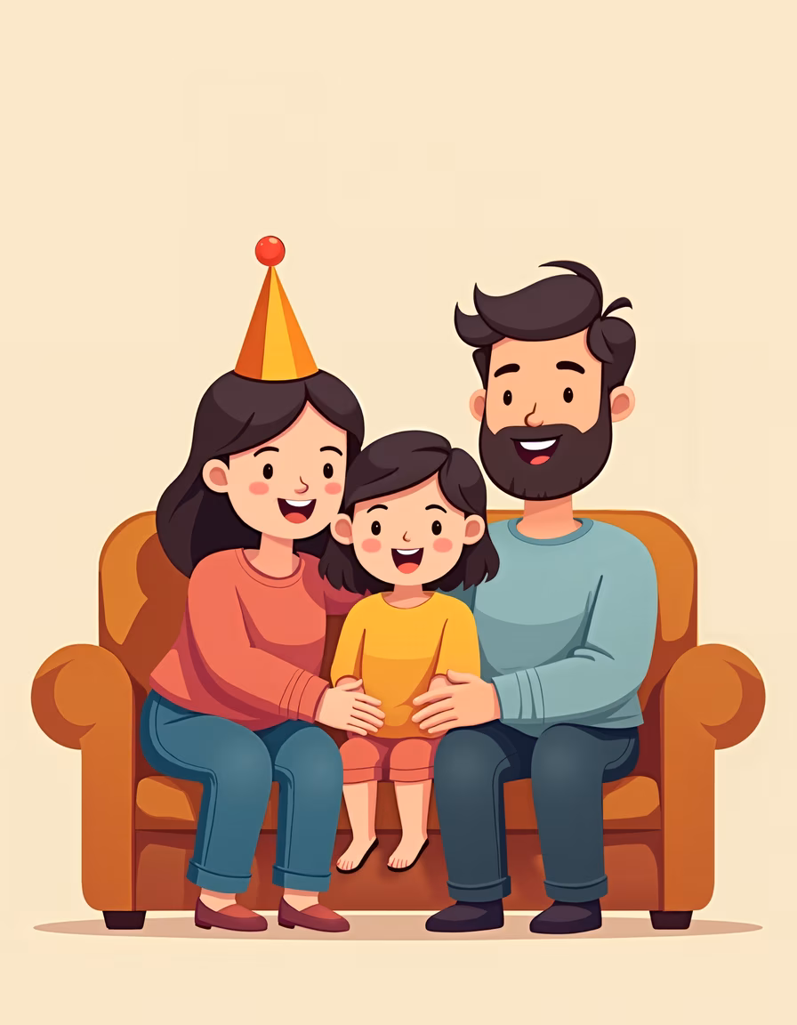 A heartwarming family celebration scene with warm colors and soft lighting.