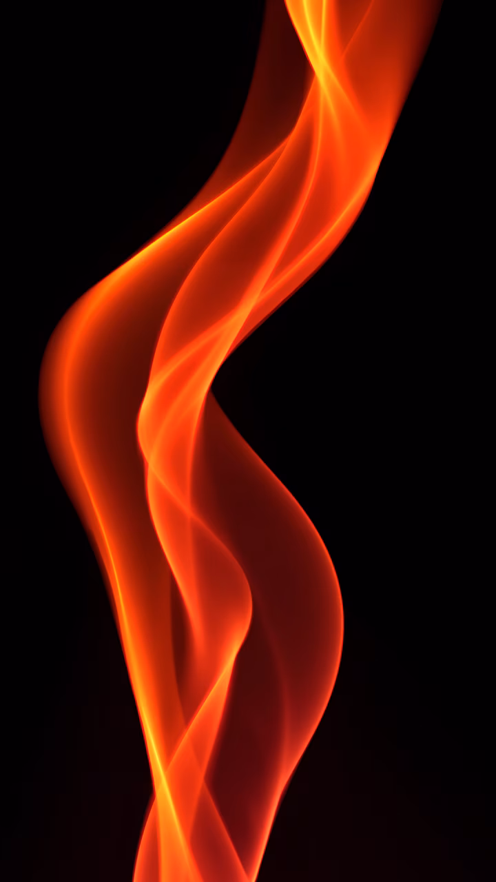 Vibrant abstract illustration of flowing fire against a dark backdrop.