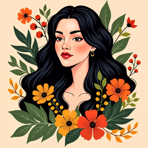 Floral Portrait Illustration