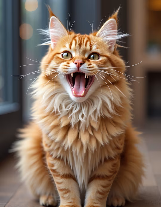 Furiously Yawning Cat