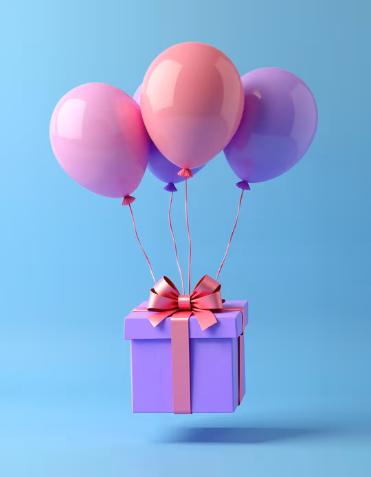 Gift Box with Balloons