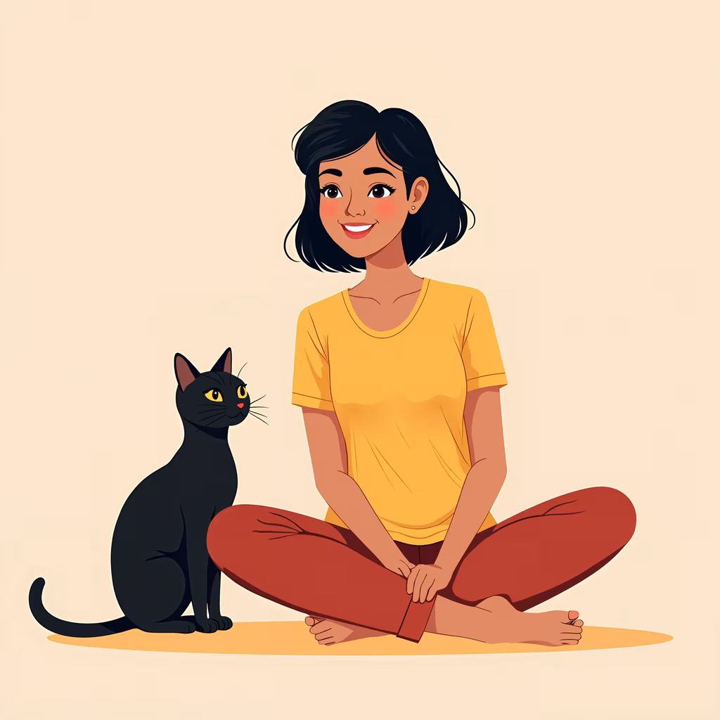 A serene moment shared between a girl and her cat in a cozy setting.