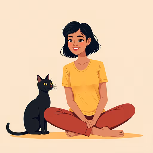 Girl Sitting with Cat