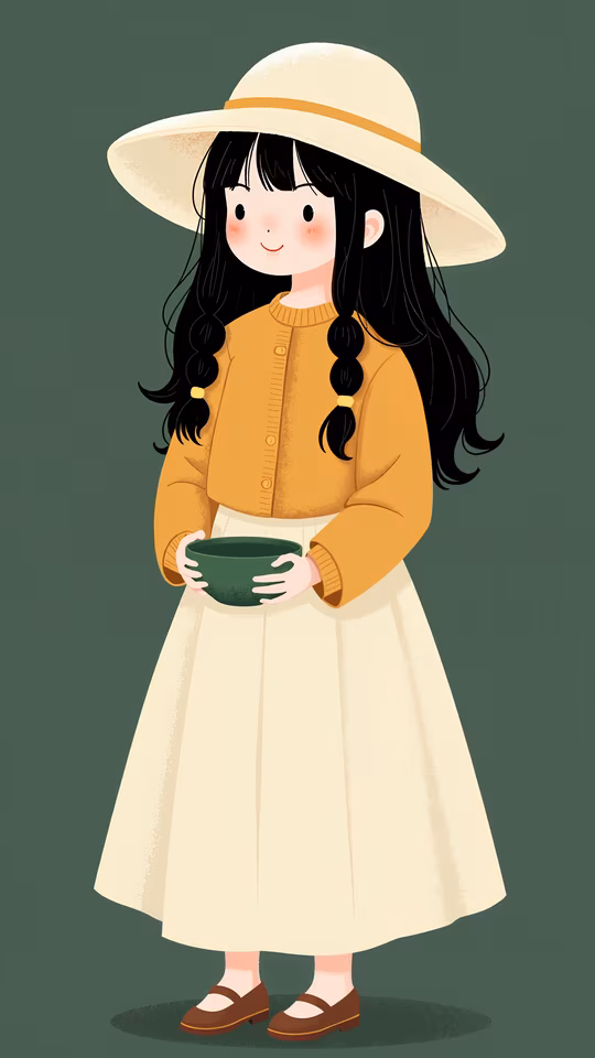 Girl with Straw Hat