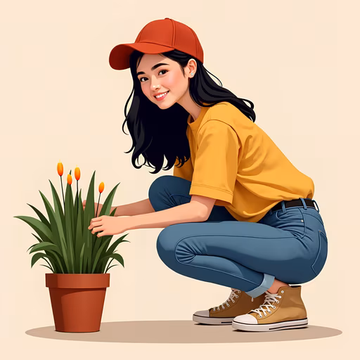 Girl with Tulips Illustration