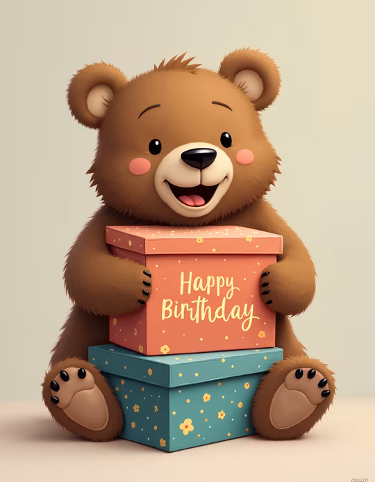 Happy Birthday Bear Illustration