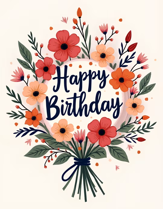 Happy Birthday Bouquet Illustration
