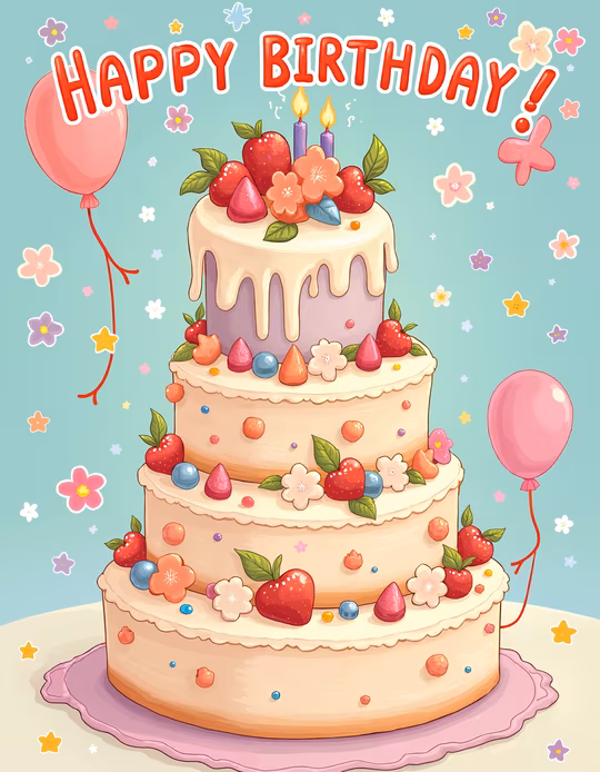 Happy Birthday Cake Illustration