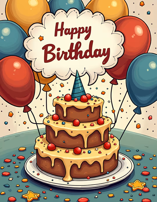 Happy Birthday Cake Illustration