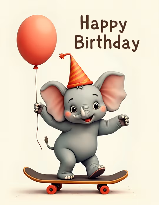 Happy Birthday Elephant Illustration