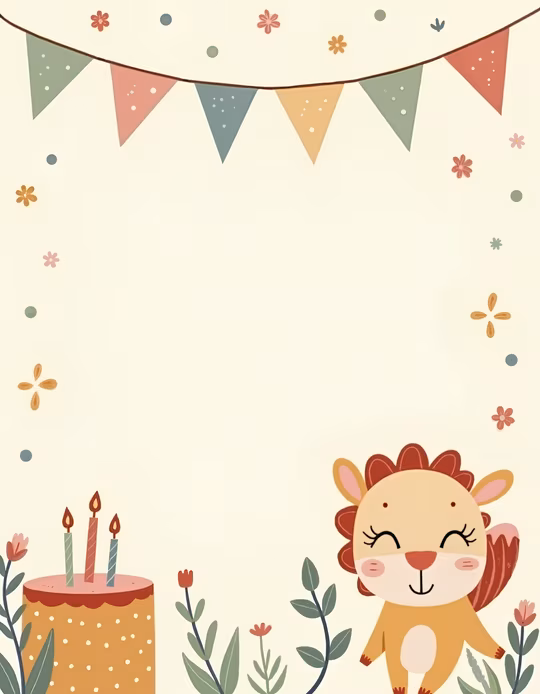 Happy Birthday Lion Illustration