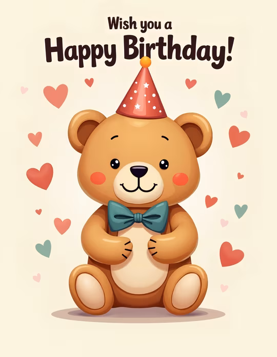 Happy Birthday Teddy Bear Illustration