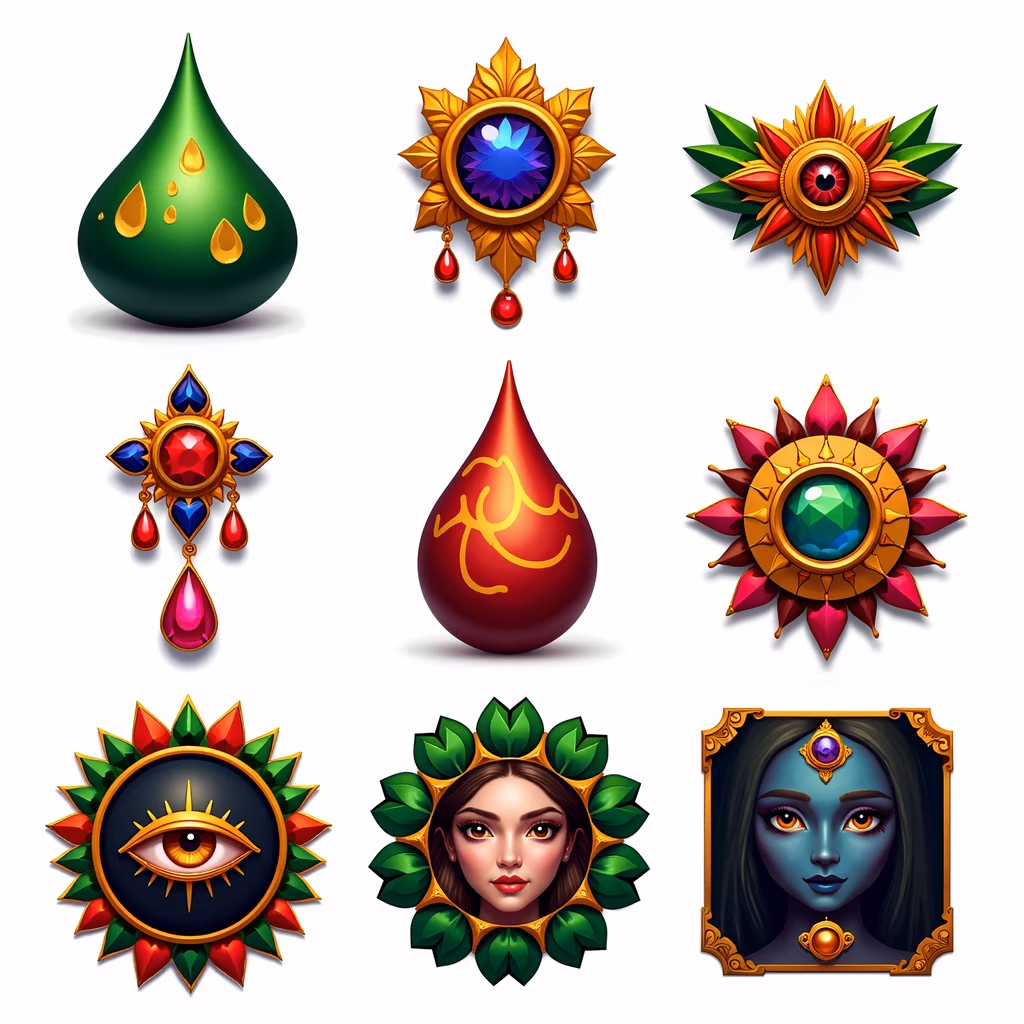 A collection of detailed and colorful jewelry illustrations.