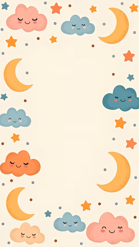 Kawaii Moon and Clouds