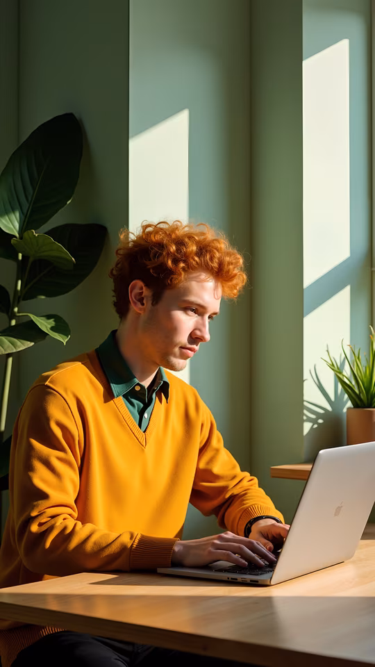 Man Working in Soft Light