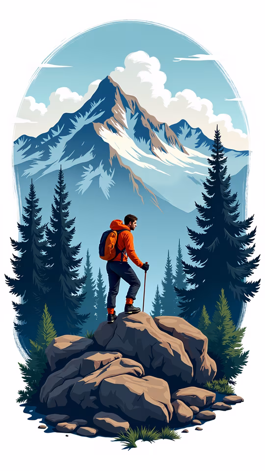 Mountain Hiker Illustration