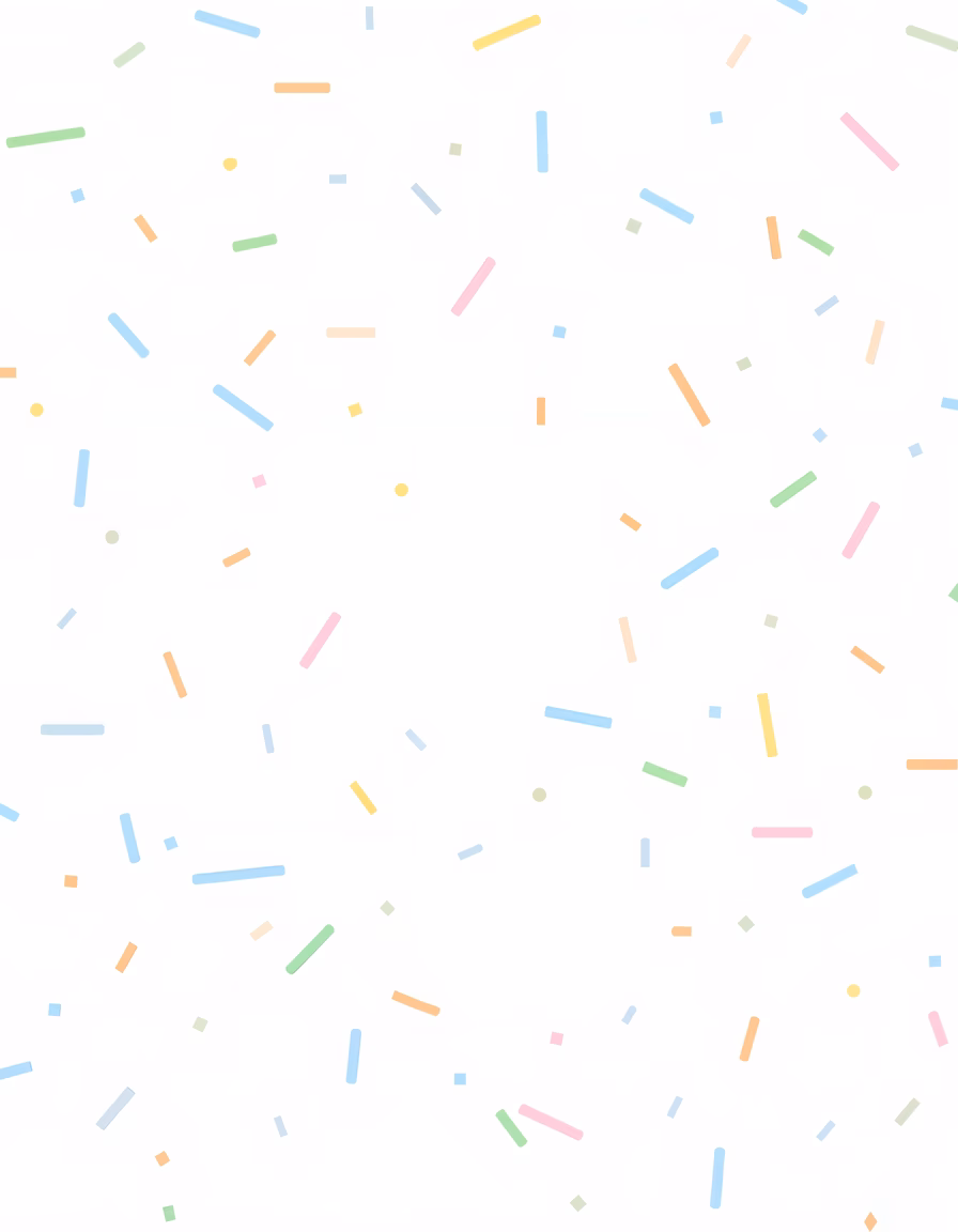 Whimsical pastel sprinkles on a white background, perfect for festive designs.