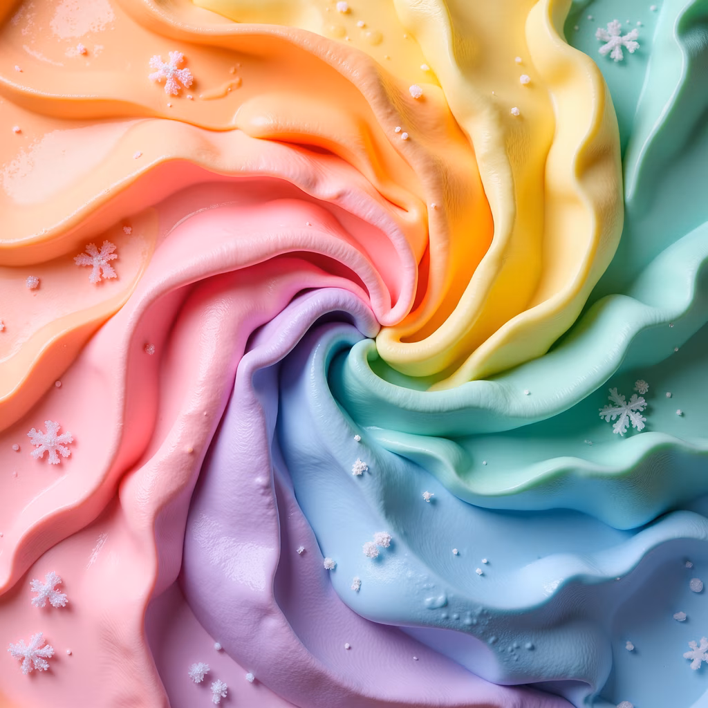 Vibrant pastel swirls create a festive and sweet atmosphere.