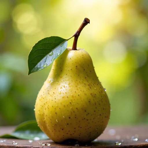 Pear with Fresh Leaf