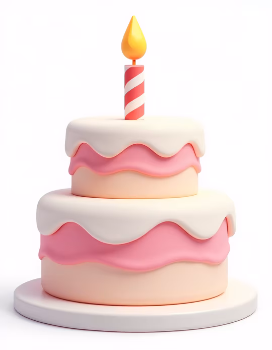 Pink Birthday Cake Illustration