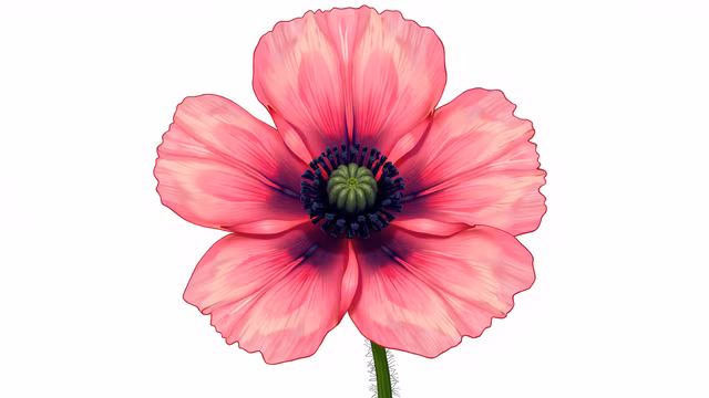 Pink Poppy Illustration