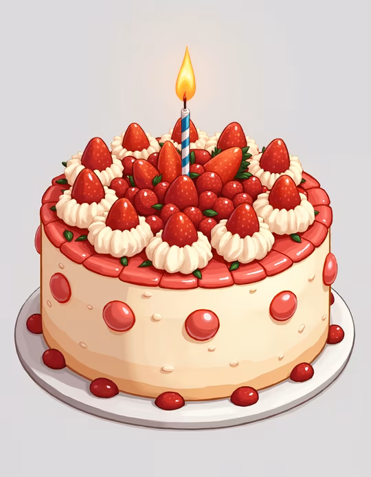 Strawberry Cake Illustration