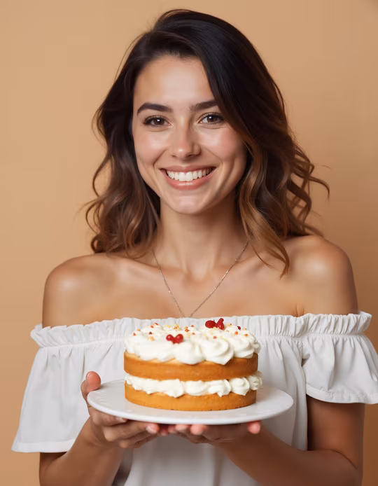 Woman Holding Cake