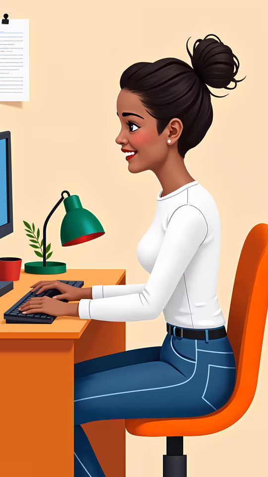 Woman Working Illustration