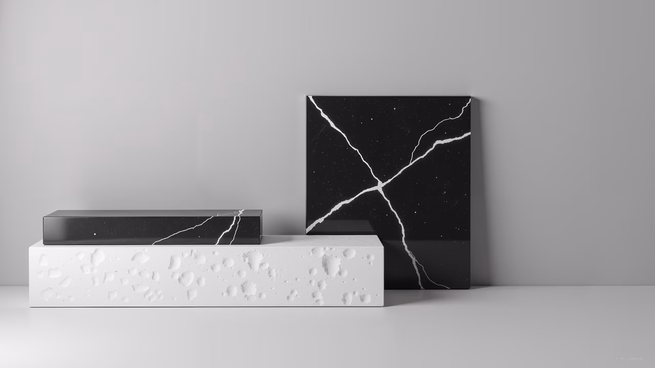 Abstract marble patterns in a minimalist setting.