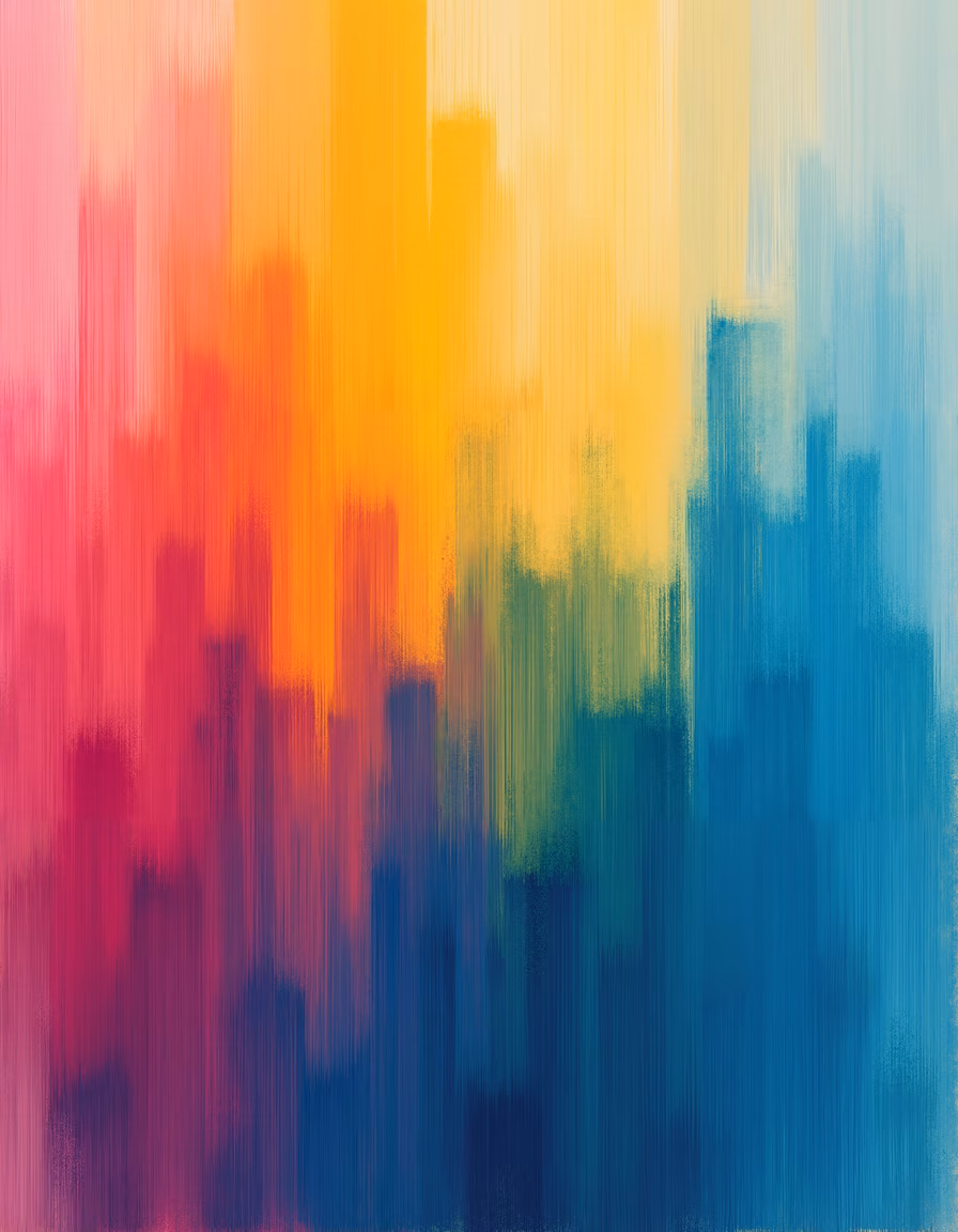 Vibrant abstract illustration featuring a rainbow spectrum of colors.