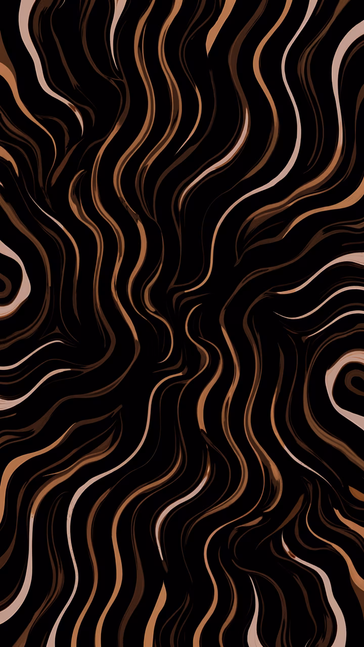 Dynamic abstract waves in earthy tones on a black background.