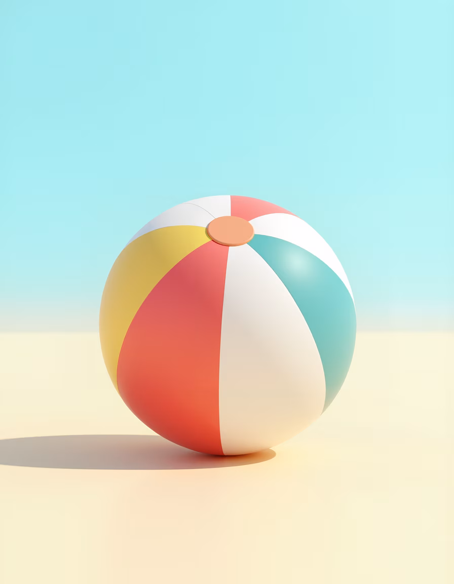 Vibrant beach ball illustration with bold colors and soft lighting.