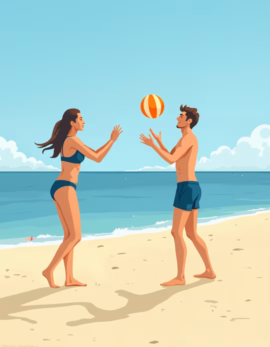 Beach Volleyball Illustration
