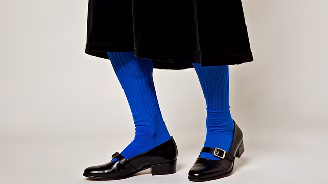 Blue Ribbed Socks