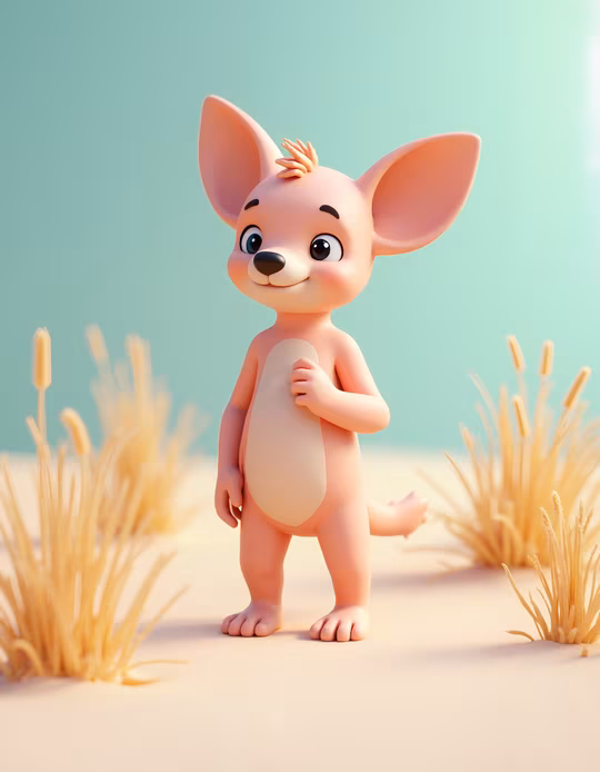 Cartoon Kangaroo in a Desert