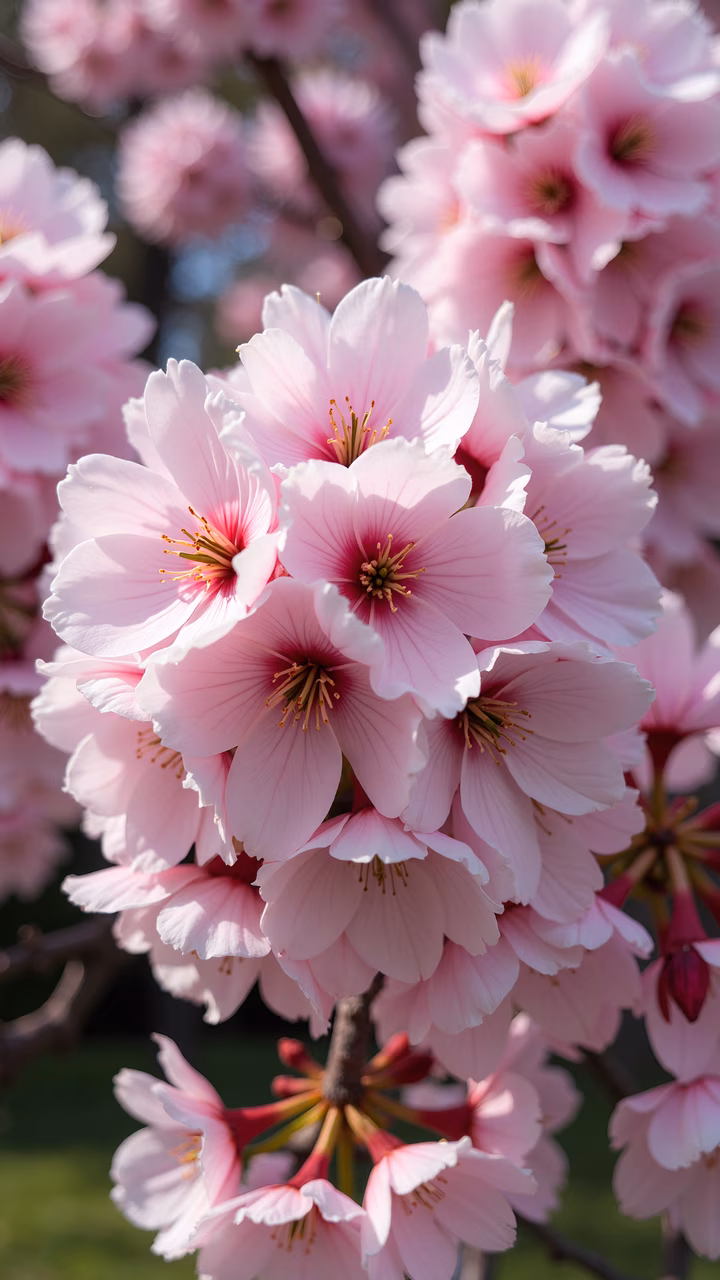 Delicate cherry blossoms in soft pink tones, symbolizing spring and renewal.